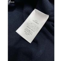 Dior Women CD Bobby Sweater Navy Blue Cashmere Jacquard Ribbed Round Collar (7)
