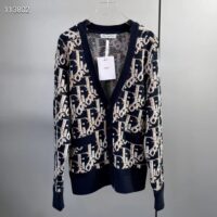 Dior Women CD Dior Oblique Cardigan Navy Blue Wool Jacquard (1)