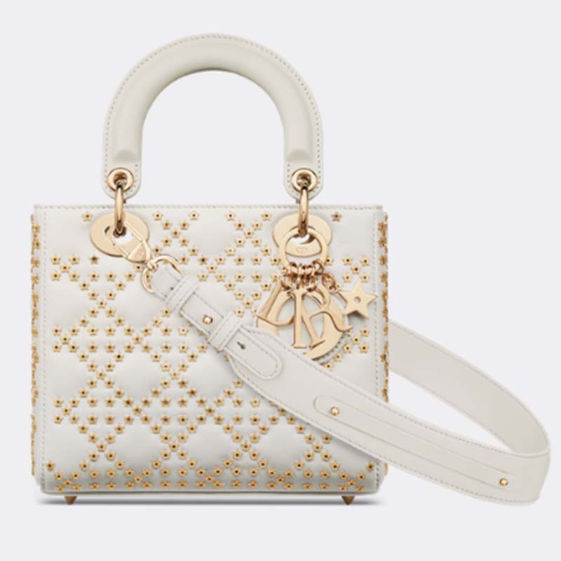 Dior Women Small Lady Dior My ABCDior Bag Latte Lucky Star Cannage Lambskin
