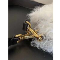 Fendi Women FF Baguette Brooch White Mohair Wool Bag (3)