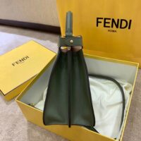 Fendi Women FF Peekaboo Medium Calfskin Leather Bag-Dark Green (10)