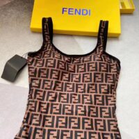 Fendi Women FF Swimsuit Brown Lycra Swimsuit (2)