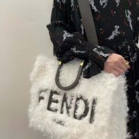 Fendi Women Fendi Sunshine Large White Mohair Shopper (12)