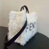 Fendi Women Fendi Sunshine Large White Mohair Shopper (12)