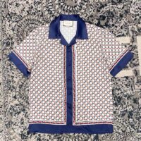 Gucci GG Men Geometric G Print Muslin Bowling Shirt Notch Collar Short Sleeves (3)