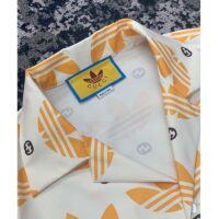 Gucci GG Women Adidas x Gucci Trefoil Print Bowling Shirt Yellow Fully Lined Viscose (9)
