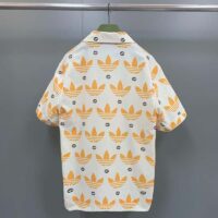 Gucci GG Women Adidas x Gucci Trefoil Print Bowling Shirt Yellow Fully Lined Viscose (9)