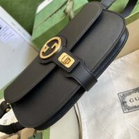 Gucci GG Women Blondie Belt Bag Black Leather Round Interlocking G (1)
