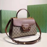 Gucci GG Women Gucci Horsebit 1955 Medium Bag Beige Ebony GG Supreme Canvas (7)