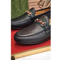 Gucci Men Leather Driver Web Black Soft Calf Enameled Interlocking G Horsebit (5)