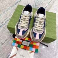 Gucci Unisex GG Rhyton Sneaker Beige Blue Pink GG Supreme Canvas Low Heel (1)