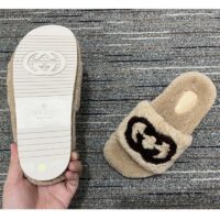 Gucci Unisex Slide Sandal Interlocking G Light Brown Merino Wool Flat (3)
