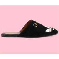 Gucci Women GG Adidas x Gucci Women’s Trefoil Slipper Black Suede Flat (2)