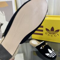 Gucci Women GG Adidas x Gucci Women’s Trefoil Slipper Black Suede Flat (2)