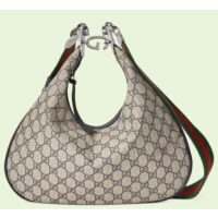 Gucci Women GG Attache Large Shoulder Bag Beige Blue GG Supreme Canvas (1)