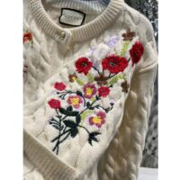 Gucci Women GG Lovelight Cotton Cardigan Embroidery White Floral Embroidery Crewneck (1)