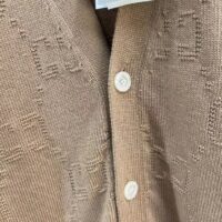 Gucci Women GG Wool Cardigan Beige V-Neck Collar Two Front Pockets (1)