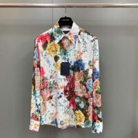 Louis Vuitton LV Men Classic Shirt Flowers Tapestry Cotton Silk Multicolor Regular Fit (12)