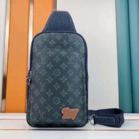 Louis Vuitton LV Unisex Avenue Sling Bag Dark Green Monogram Coated Canvas Cowhide (6)