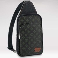 Louis Vuitton LV Unisex Avenue Sling Bag Dark Green Monogram Coated Canvas Cowhide (6)