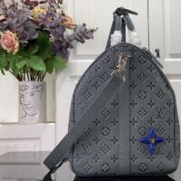 Louis Vuitton LV Unisex Keepall 50 Granite Taurillon Monogram Embossed Cowhide Leather (3)