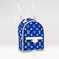 Louis Vuitton LV Unisex Palm Springs Mini Backpack Blue Monogram Velvet Jacquard (1)