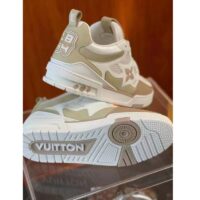 Louis Vuitton LV Unisex Trainer Sneaker Beige Monogram Denim Velcro Strap Rubber Outsole (7)