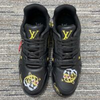 Louis Vuitton LV Unisex Trainer Sneaker Black Printed Calf Leather Rubber Outsole (5)