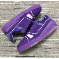 Louis Vuitton LV Unisex Trainer Sneaker Purple Metallic Canvas Rubber Outsole Monogram Flowers (11)