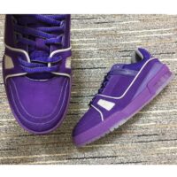 Louis Vuitton LV Unisex Trainer Sneaker Purple Metallic Canvas Rubber Outsole Monogram Flowers (11)