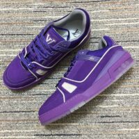 Louis Vuitton LV Unisex Trainer Sneaker Purple Metallic Canvas Rubber Outsole Monogram Flowers (11)