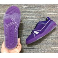 Louis Vuitton LV Unisex Trainer Sneaker Purple Metallic Canvas Rubber Outsole Monogram Flowers (11)