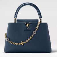 Louis Vuitton LV Women Capucines MM Handbag Navy Blue Taurillon Leather (9)