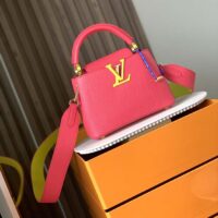 Louis Vuitton LV Women Capucines Mini Handbag Dragon Fruit Pink Cedrat Taurillon Leather (11)