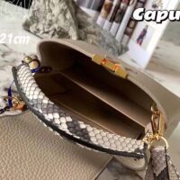 Louis Vuitton LV Women Capucines Mini Handbag Galet Gray Taurillon Python Leather (9)