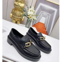 Louis Vuitton LV Women Loafer Black Glazed Calf Leather Blake Construction Monogram Flowers (8)