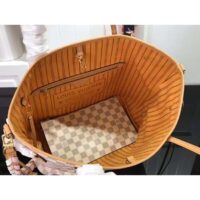 Louis Vuitton LV Women Neverfull MM Tote Bag Damier Azur Coated Canvas (7)