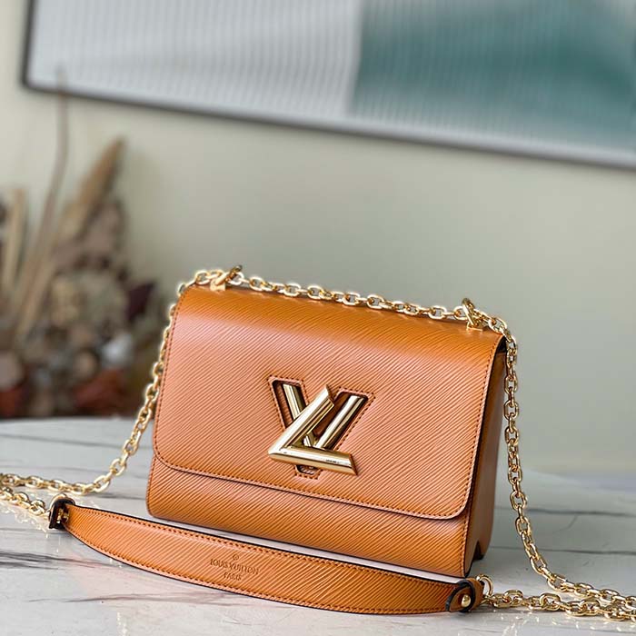 Louis Vuitton LV Women Twist MM Handbag Brown Epi Grained Cowhide Leather (5)