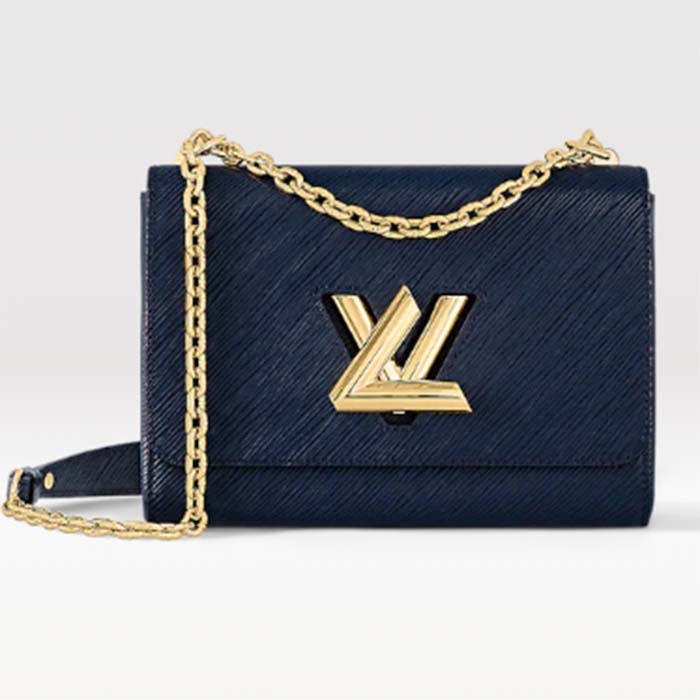 Louis Vuitton LV Women Twist MM Handbag Indigo Blue Epi Grained Cowhide Leather