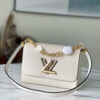 Louis Vuitton LV Women Twist MM Handbag Quartz White Epi Grained Leather (4)