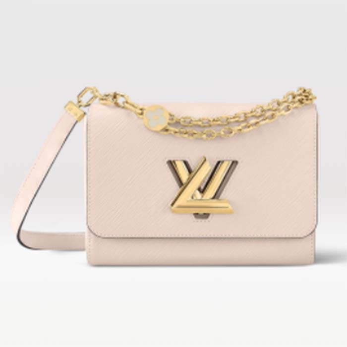 Louis Vuitton LV Women Twist MM Handbag Quartz White Epi Grained Leather