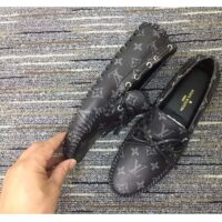 Louis Vuitton Unisex LV Arizona Moccasin Gray Black Monogram Eclipse Canvas (7)