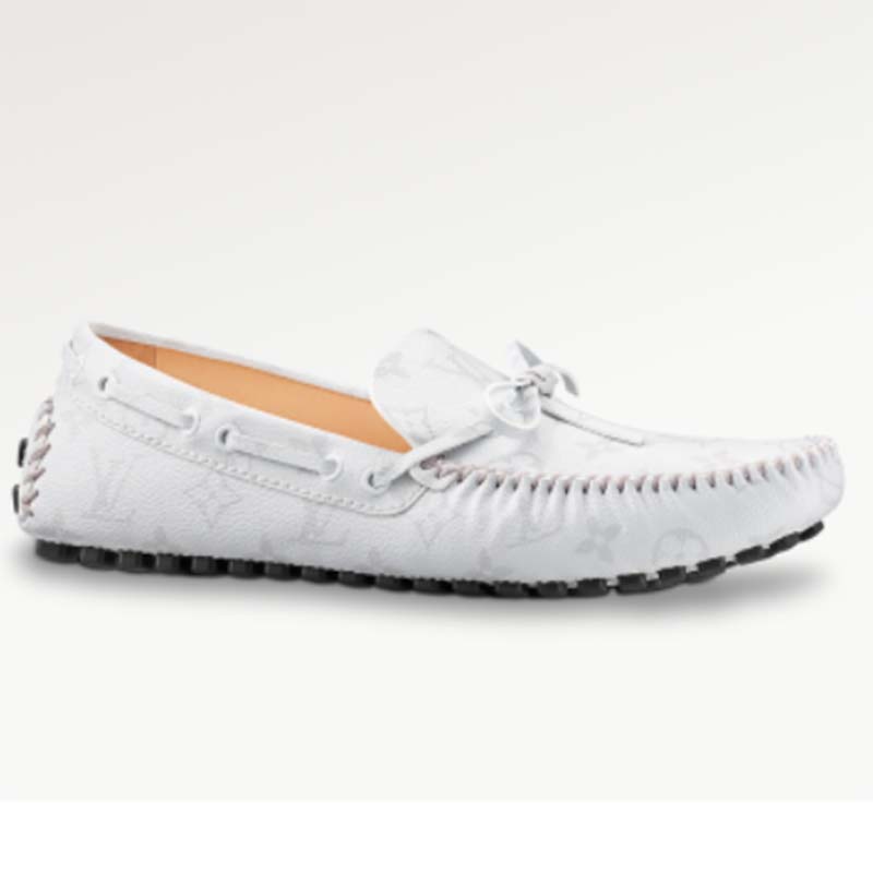 Louis Vuitton Unisex LV Arizona Moccasin White Monogram Canvas Tubular Construction