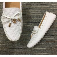 Louis Vuitton Unisex LV Arizona Moccasin White Monogram Canvas Tubular Construction (1)