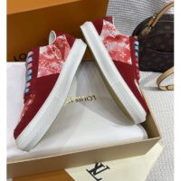 Louis Vuitton Unisex LV Ollie Sneaker Orange Canvas Rubber Outsole Monogram Flowers (6)