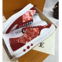 Louis Vuitton Unisex LV Ollie Sneaker Orange Canvas Rubber Outsole Monogram Flowers (6)