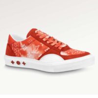 Louis Vuitton Unisex LV Ollie Sneaker Orange Canvas Rubber Outsole Monogram Flowers (6)