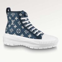 Louis Vuitton Unisex LV Squad Sneaker Boot Navy Blue Monogram Denim Circle (11)