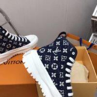 Louis Vuitton Unisex LV Squad Sneaker Boot Navy Blue Monogram Denim Circle (11)