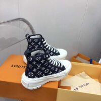 Louis Vuitton Unisex LV Squad Sneaker Boot Navy Blue Monogram Denim Circle (11)